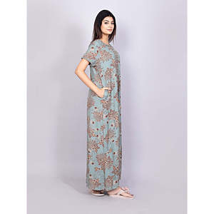 Chemise de nuit longue confortable pour femme Alpine, à porter au quotidien, avec poche latérale, en tissu tricoté doux et respirant, imprimée, pour l'hiver - Product Image 5