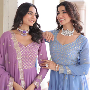 Vestido Étnico de Fiesta para Mujer, Estilo Salwar Pastel, Bordado, de Secado Rápido, con Dupatta, Colección Festiva y de Bodas - Product Image 1