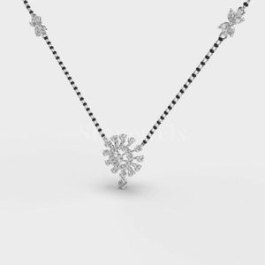 Stonewels Infinity Diamond Beaded Chain Trendy Silver Mangalsutra Diamantes brillantes para bodas Aniversarios Con - Product Image 6