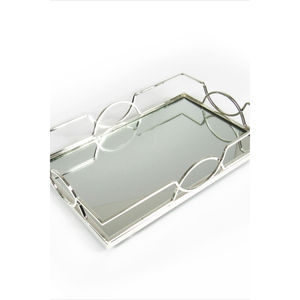 Deluxe Quality Silver Rectangle Metal <b>Mirror</b> Decorative <b>Tray</b> Storage Platter Mirrored Perfume Makeup Organizer For Home Decor - Product Image 1