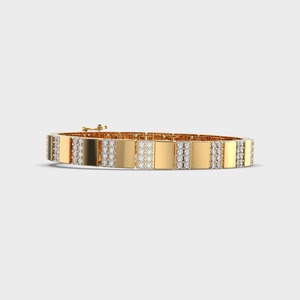 IGI Certified Lab Grown Round Diamond Geometric Link Bracelet in 9K Yellow / White / Rose Gold - Product Image 6