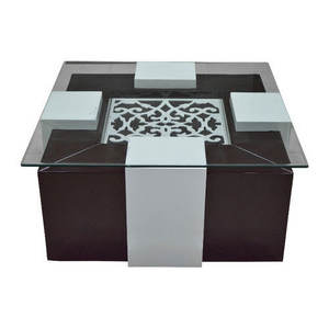 Table moderne avec plateau pour la maison, l'hôtel, le salon, couleur noire, table basse moderne en bois de forme carrée, meuble de table centrale - Product Image 6