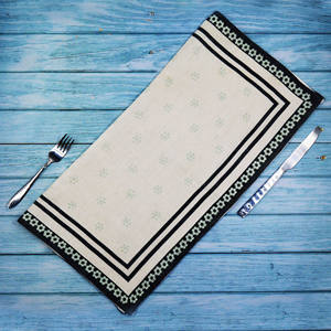 Taille personnalisée à pois fantaisie bordures imprimé bio lin serviettes en tissu fait à la main mariage dîner fête vaisselle de l'inde - Product Image 3