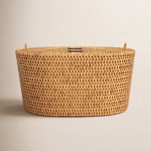 Cesta ovalada de ratán con 2 tapas, cesta de almacenamiento hecha a mano, venta al por mayor, ecológica, hecha en Vietnam - Product Image 6