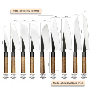Venta al por mayor personalizado de alta calidad OEM ODM servicio japonés chef profesional cuchillo de cocina con acabado negro Mango de madera de olivo - Product Image 6