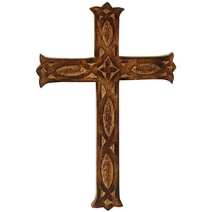 Cruz de pared de madera tallada a mano, decoración religiosa para el hogar, acabado antiguo, Cruz cristiana, colgante de pared para regalos y decoración - Product Image 3