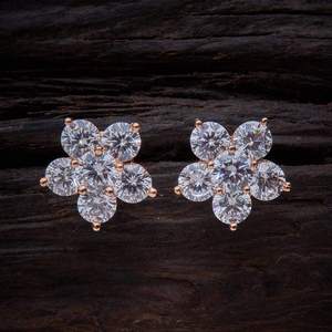 Zircon <b>Earring</b> 126311 Gold-Plated Brass Copper Stud Geometric Flower Tassel Designs for Wedding Religious Featuring <b>Opal</b> Diamond - Product Image 3