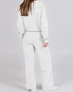 Conjunto Deportivo de Dos Piezas para Mujer, Diseño Moderno, Alta Calidad, Color Blanco, Informal para Invierno, con Media Cremallera, Transpirable, Mezcla de Poliéster/Algodón - Product Image 3