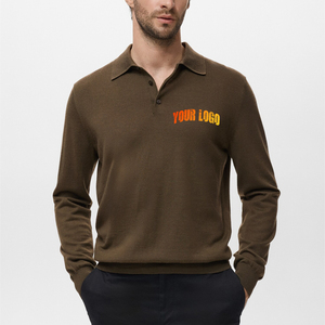 2025 OEM à la mode personnalisé brodé Logo hommes anti-rétrécissement 100% coton à manches longues chaud tricots chandails - Product Image 1