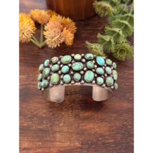Bobby Johnson Sonoran Mountain Turquoise & Sterling <b>Silver</b> Cluster Fashion <b>Cuff</b> <b>Bracelet</b> - Product Image 2
