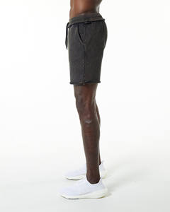 กางเกงขาสั้นฟอกสีกรดสำหรับผู้ชายกางเกงขาสั้นชายหาดวินเทจติดโลโก้ได้ตามต้องการ - Product Image 2