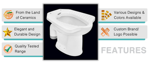 ตู้กักน้ำเซรามิกสีขาว1ชิ้นดีไซน์แบบยุโรปทันสมัยถังดักน้ำทรงชามยาวกับดัก P-TRAP - Product Image 3