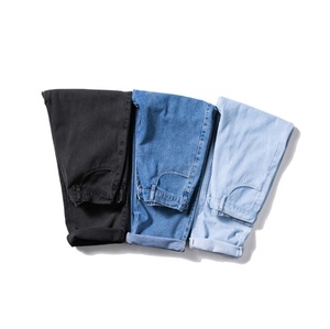 Otoño nueva ropa de calle pantalones vaqueros holgados hombres moda coreana pantalones de pierna ancha rectos sueltos ropa masculina negro azul claro - Product Image 4