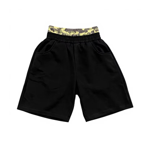 Nuevo Diseño, Estampado Personalizado, Cristales de Imitación, 100% Algodón, Lona Sólida Transpirable, Pantalones Cortos Holgados Vintage con Doble Cintura Alta - Product Image 1