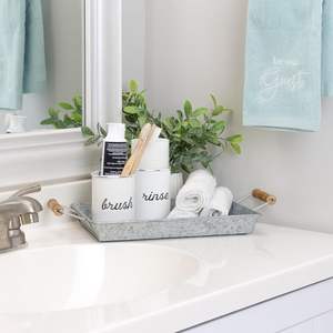 ถาดโลหะชุบสังกะสีทรงสี่เหลี่ยมพร้อมหูจับ สำหรับจัดระเบียบบนโต๊ะ ใช้สำหรับใส่เครื่องประดับ น้ำหอม หรือเสิร์ฟอาหาร - Product Image 4