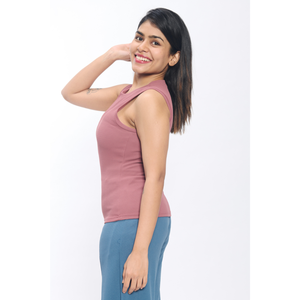 Débardeur élégant violet sans manches pour femmes mélange de polyester col rond coupe extensible léger quotidien et superposition - Product Image 3
