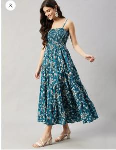 Robe indienne faite à la main en coton imprimé floral à la mode sans manches pour mariée cadeau de mariage respirant personnalisable - Product Image 3