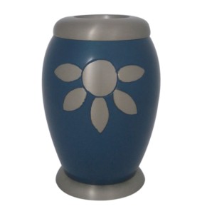 Color azul con diseño de flores, urnas de cremación de recuerdo de latón, accesorios funerarios, urnas de recuerdo de Metal para cenizas - Product Image 1