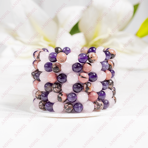 Bracciale in Cristallo LOVE 8mm di Qualità Naturale Premium, Pietre Curative Naturali per Veri <span class=keywords><strong>Amanti</strong></span>, Coppie Romantiche, Anniversario - Product Image 1