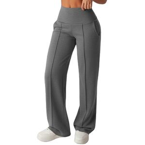 Pantalon de yoga pour femme à séchage rapide, coupe large et ajustée, idéal pour la course et le fitness, avec plis décoratifs sur le devant – Meilleures ventes - Product Image 4