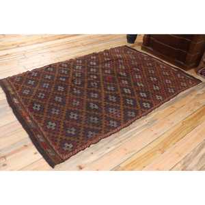 Tapis turc vintage 5,3x7,6 pieds, tapis marocain Kilim marron - Product Image 2