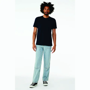 เสื้อยืดลำลองทรงหลวมโอเวอร์ไซส์ผู้ชายผ้าฝ้ายสีทึบทรงหลวม - Product Image 4