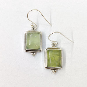925 <b>Silver</b> <b>Drop</b> <b>Earrings</b> Square Shape Natural Stone 5.8g Ethnic Style for Women Any Occasion Wear - Product Image 1