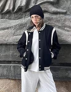 Bomber Veste Femmes Varsity Casual Boutonné Léger 2025 Automne Mode Court Tenues Scolaires avec - Product Image 4