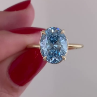 Bague de fiançailles pour femme en diamant bleu de laboratoire certifié IGI, 3,30 carats au total, avec halo caché, forme ovale, D-E-F VVSVS, bleu fantaisie