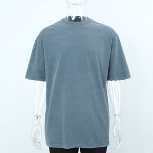 2025, venta al por mayor, camiseta lavada con ácido, ropa de calle para hombre, camisetas Vintage negras en blanco, camisetas desgastadas de gran tamaño con lavado ácido - Product Image 5