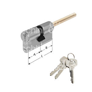 Shaped <b>cylinder</b> with nickel-plated knob, 3 keys - Product Image 1
