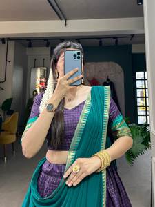 Designer traditionnel pakistanais Lehenga belle soie poly coton avec tissage zari pour les fêtes de mariage et les demoiselles d'honneur - Product Image 6