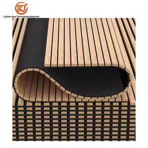 100% panneaux muraux acoustiques en fibre de polyester insonorisés Design naturel inspiré Style bois en caoutchouc pour chambres d'hôtel salons - Product Image 4