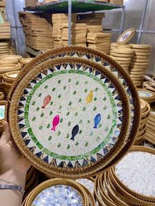 HOT TREND Bandeja de servicio de ratán ecológica con asas Set Forma personalizable para mesas de café Cama Artículos de cocina al por mayor - Product Image 5