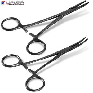 Fórceps Kelly hemostáticos con revestimiento negro Premium Sistema de bloqueo seguro Acero inoxidable de grado quirúrgico de alta calidad - Product Image 1
