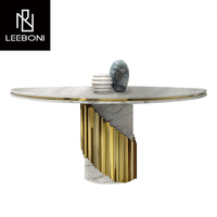 Mobilier de salle à manger haut de gamme table en marbre noir original de luxe avec centre tournant grande table à manger ronde 10 places