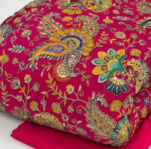 Tissu de crêpe naturel de qualité supérieure, motif Big Kerry, fortement brodé, teint, écologique, à séchage rapide, respirant, pour vêtements et sacs de mode - Product Image 3