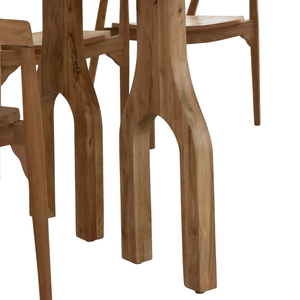 Mesa de Comedor Rústica de Madera de Acacia Maciza de Primera Calidad, Diseño Único con Dos Patas en Forma de Horquilla, Amplio Espacio para 6 a 8 Personas - Product Image 6