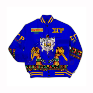 แจ็คเก็ตเลตเตอร์แมนฤดูหนาว SGRHO สำหรับชมรมนักเรียนหญิง ดีไซน์ทันสมัย โลโก้ด้านหน้า อบอุ่น สวมใส่สบาย ทนทาน คุณภาพระดับมืออาชีพ - Product Image 1