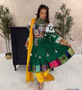 Pesado bordado de moda últimos vestidos casuales afganos boda antigua nuevo vestido bohemio Vintage encaje botón patrón Floral - Product Image 6