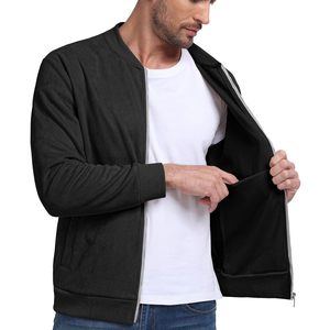 Offre Spéciale Blain blouson aviateur en daim noir pour hommes veste en cuir personnalisée décontracté Streetwear veste de couleur unie pour hommes - Product Image 3