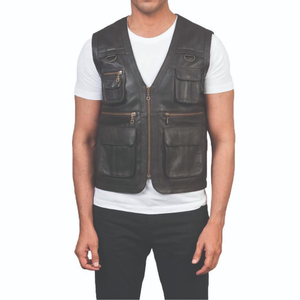 Nueva llegada en 2025, Chaleco de cuero genuino para hombre de tamaño personalizado, el mejor diseño, estilo informal con tela de lana transpirable, venta en Pakistán - Product Image 1