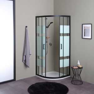 Mampara de Ducha Esquinera 90x90 con Perfiles Negros Mate y Vidrio Serigrafiado Sky Bath & Toilet Supplies - Product Image 2