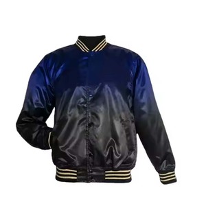 Por encargo OEM parche trabajo bordado logotipo en blanco al por mayor lettermen seda Varsity chaqueta bomber unisex - Product Image 3