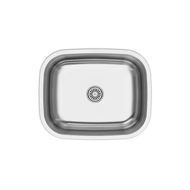 Wastafel dapur mangkuk tunggal desain Modern dengan lubang tunggal keran baja tahan karat Satin kualitas tinggi 38X48 wastafel krom mulia