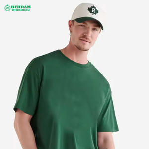 T-shirt décontracté à manches pour homme, style basique, couleur unie, col rond, 100 % coton, tissu de 260 grammes, coupe ample, respirant - Product Image 5
