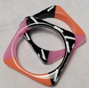 Bracelet en résine hautement polie Fabriqué à la main Style vintage Bracelet en résine de mode colorée pour les femmes - Product Image 1