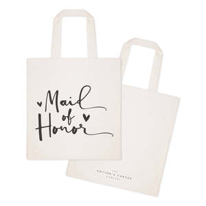 Solid Color Wedding Cotton Canvas Tote Bag Open Closure for Maid of Honor - Product Image 2