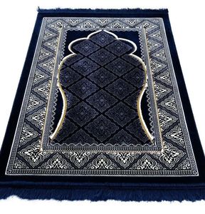 Tapis de prière en soie de luxe fait à la main, design d'art islamique traditionnel, magnifique tapis de prière, décoration de la mosquée, décoration de la maison - Product Image 4