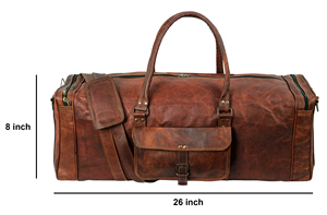 Bolsa de lona de cuero genuino de alta calidad de 32 pulgadas de lujo, bolsillos dobles con cremallera para viajes, gimnasio, deportes, fines de semana, fin de semana para hombres/mujeres - Product Image 2